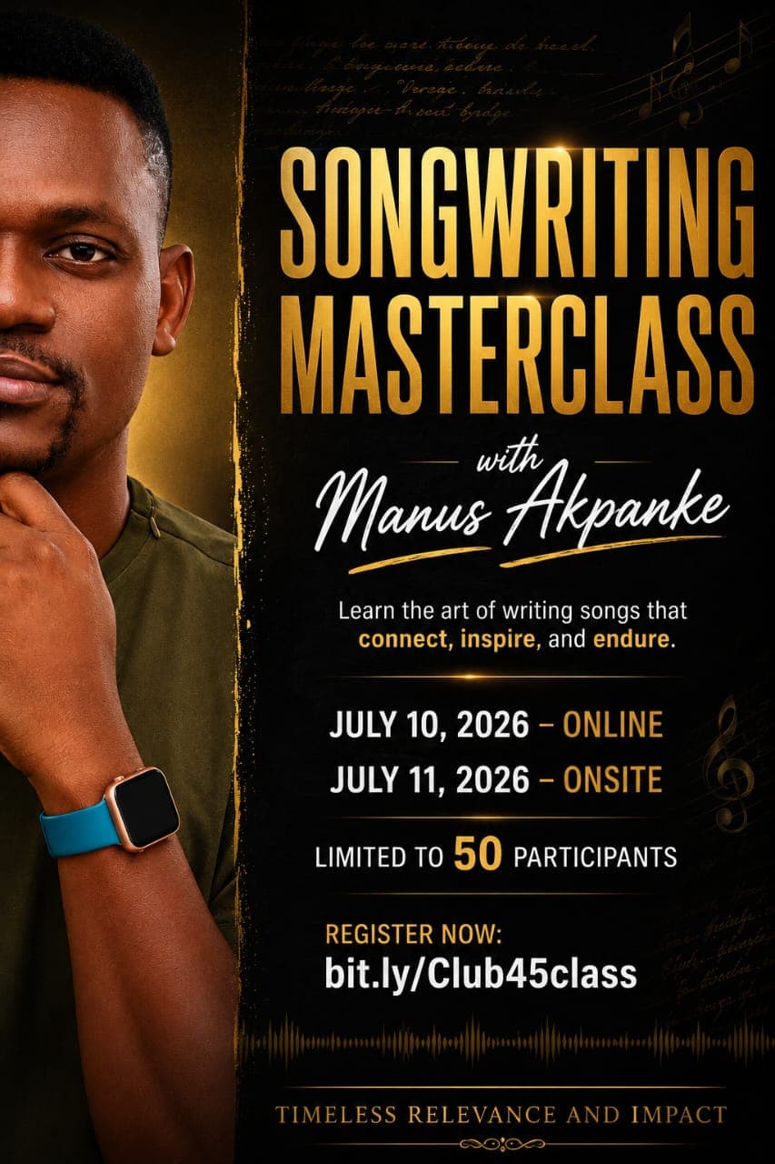Flier for CLUB45 SONGWRITING MASTERCLASS